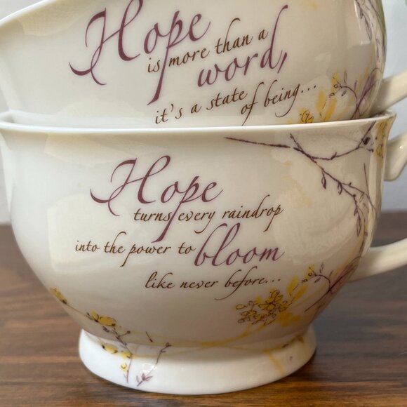 2 Soup Coffee Tea Cups Mugs by Blessings Unlimited Hope Romans 15:13 NIV - Picture 2 of 13